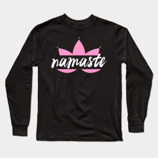 Namaste on pink yoga lotus Yoga design Long Sleeve T-Shirt